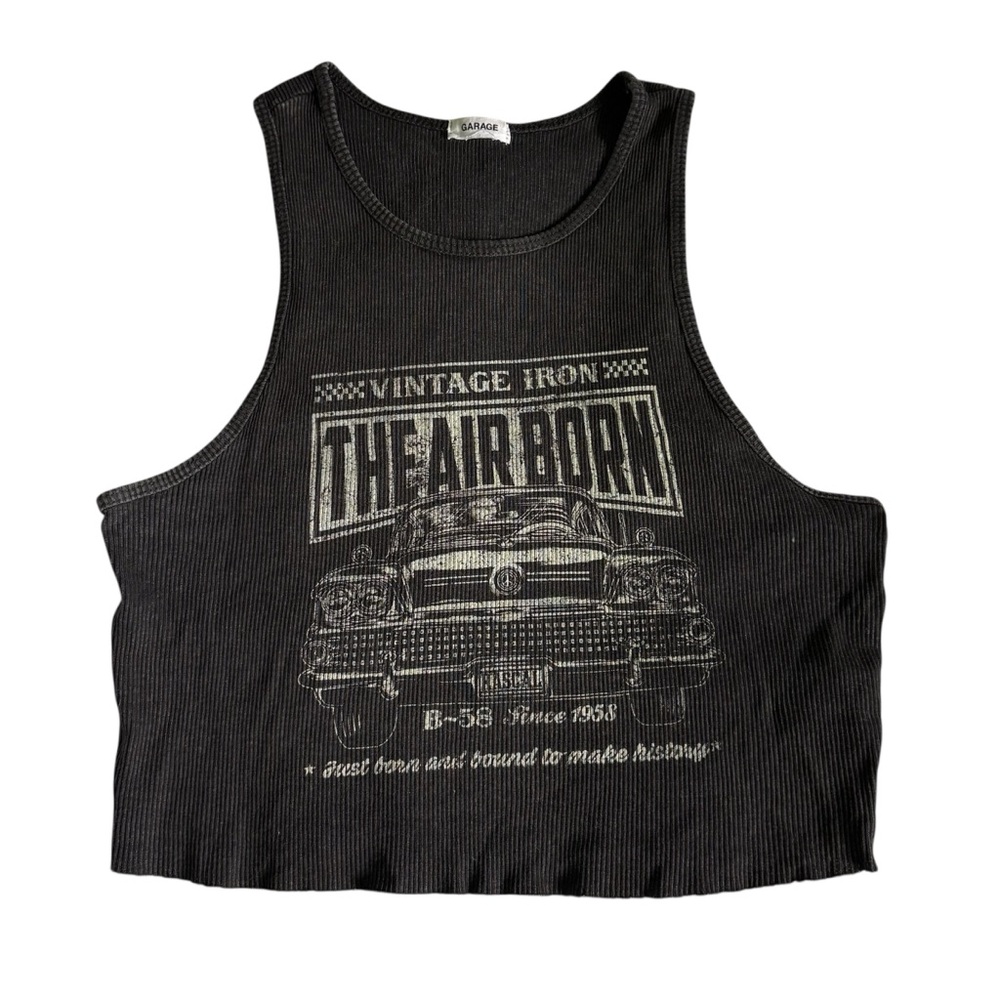 Garage | Black Vintage Iron Graphic high neck Tank Top
